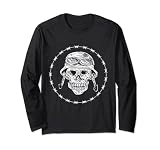 Totenkopf mit Biker-Helm und Stacheldraht Langarmshirt