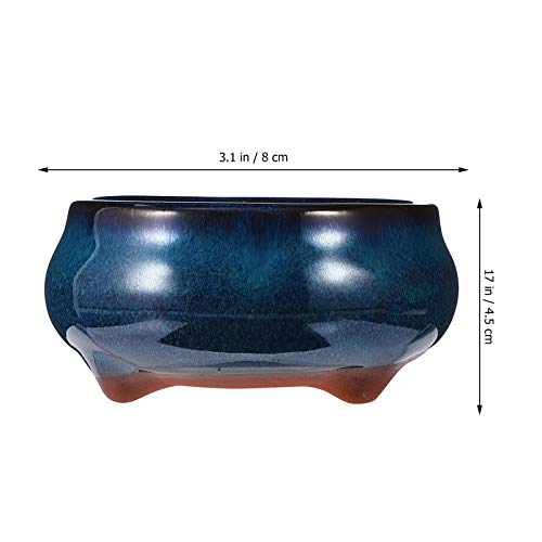 Yardwe Outdoor Planters 2pcs Ceramic Glazed Succulent Planter Chinese Bonsai Plant Pots Bonsai Pots Windowsill Decoration Pots Indoor - Image 2