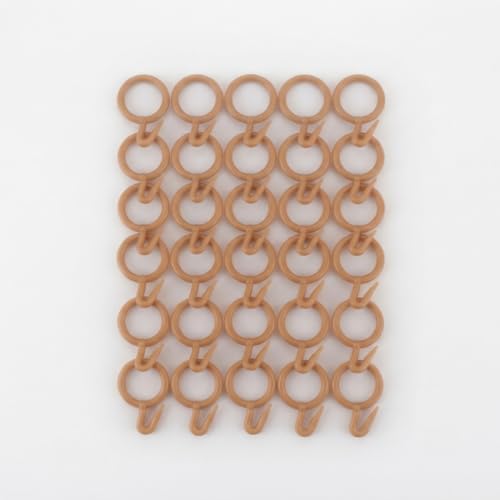 Image of ProKart Premium Plastic Curtain Rings Hook for Windows, Doors, Bathrooms and Multipurpose Usage - 1.5 Inch Inner Diameter (Caramel, 24)