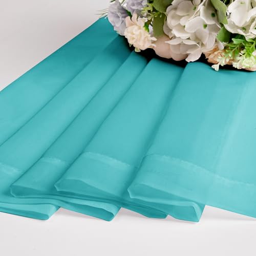 Image of Chyhomenyc Turquoise Sheer Curtains 120 Inches Long - Light Filtering Voile Extra Long Panel Drapes for Floor to Ceiling Window, Elegant Soft Living Room Curtains, Each 42Wx120L Inch, 10FT, 2 Panels