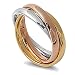 3MM Stainless Steel Tri color Interlocked Rolling Band Ring (Size 3 to 13), 7