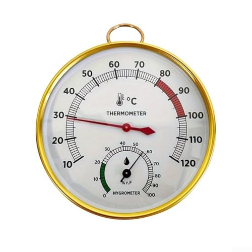 Termómetro analógico fiable para salas de calor con lectura simultánea de humedad y construcción adecuado para uso continuo de sauna