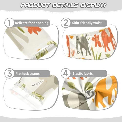 Bolaz Toddler Girls Leggings Printed Yoga Pants Leggings Grey Orange Elephants for Kids3