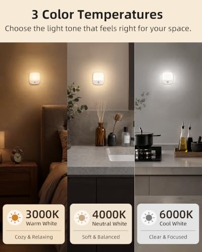 EZVALO Rechargeable Motion Sensor Night Lights, 2 Pack Magnetic Stick-On LED Lights with 3 Color Temperatures, Adjustable & Memory, Cordless Night Light for Closet, Bedroom, Hallway, Stairs, Bathroom
