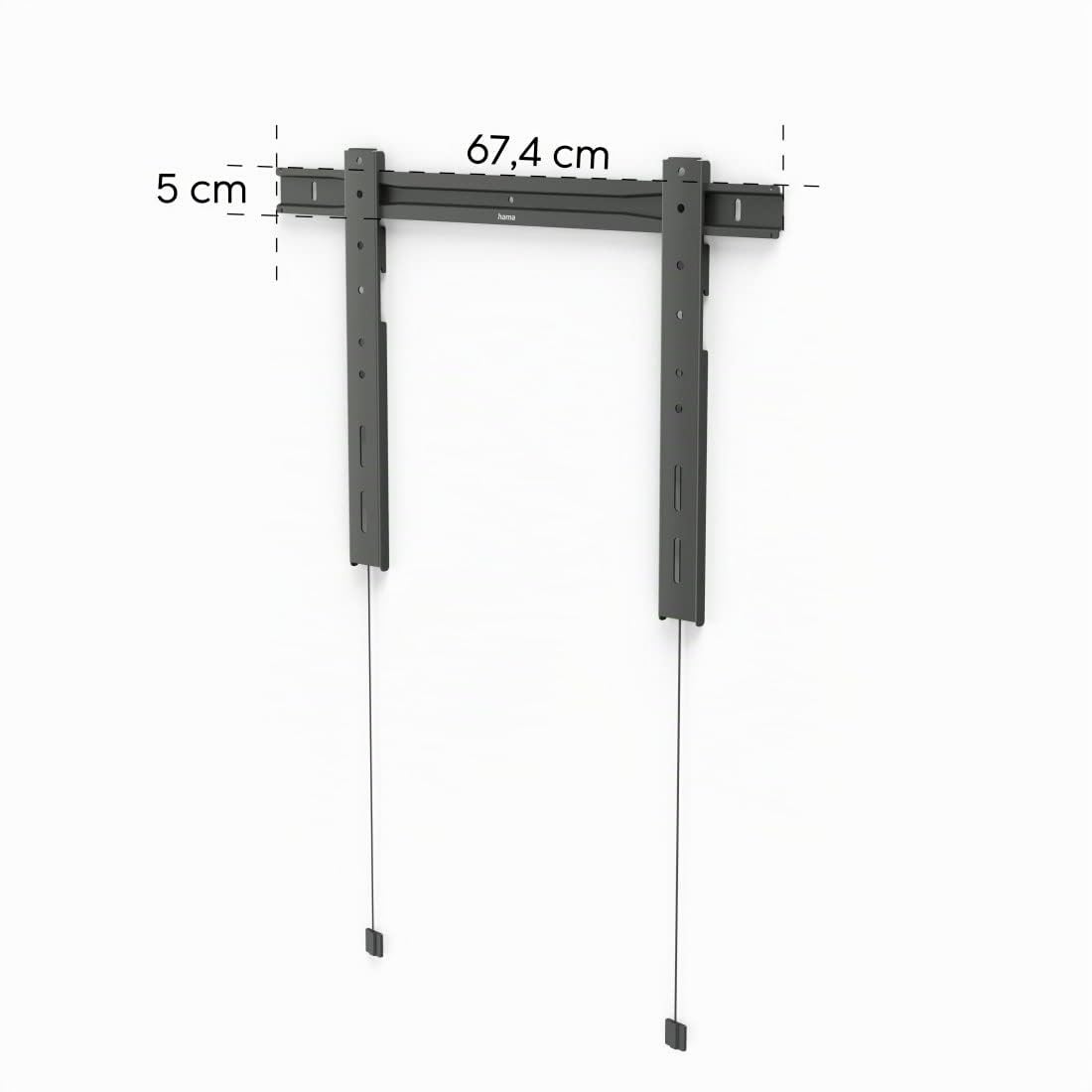 Hama Supporto TV da parete fisso Ultrafin Garanzia 10 anni (supporto TV da parete Extra-Plat, 80 kg Max, robusto, per display LCD/LED/OLED/Plasma da 94 a 229 cm (37" a 90") VESA Max 600 x 400) Grigio