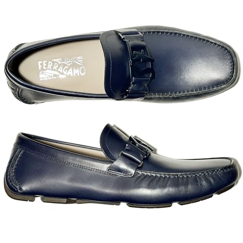 9.5 D Peter Blue Calf Leather Men's Gancini Loafers Drivers Dress (Salvatore2