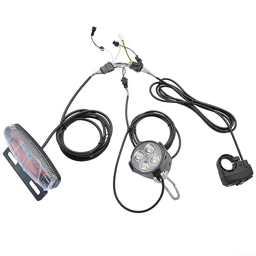 Ebike Set di fari e fanali posteriori per bicicletta elettrica, 24-48 V, luci anteriori e posteriori, con luce di direzione, luce di stop e clacson