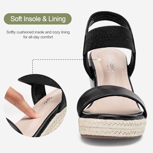 Image of Vepose Women's Open Toe Espadrille Wedge Sandals with Ankle Strap 881 | Dressy casual slip on platform strappy sandals , cute casual summer shoes styling for daily weddings travel