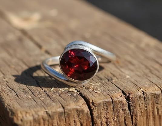 Image of 55Carat Choose Your Color Natural Gemstone Silver Statement Rings for Gift Corssover Style Size 5 to 12