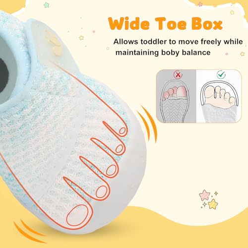 Image of FEETCITY Baby First Walking Shoes Wide Baby Shoes Infant Sneakers Newborn Crib Shoe Barefoot Lightweight Slip On Shoe
