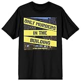 Only Murders in The Building Podcast Logo Crew Neck Short Sleeve Women's Black T-Shirt-XL