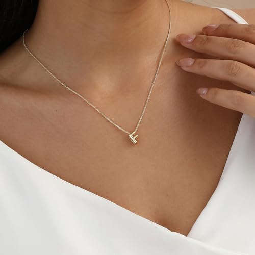 Image of Personalized Bubble Letter Initial Necklace, 14K Gold Plated, Dainty Pendant for Women, Trendy Gold Jewelry