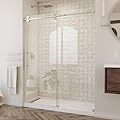 DreamLine Enigma-XO 56-60 in. W x 76 in. H Fully Frameless Sliding Shower Door in Brushed Stainless Steel, SHDR-61607620-07