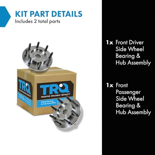 Image of TRQ 2 Piece Front Wheel Bearing & Hub Assembly Set 4WD Compatible with 2000-2001 Dodge Ram 2500