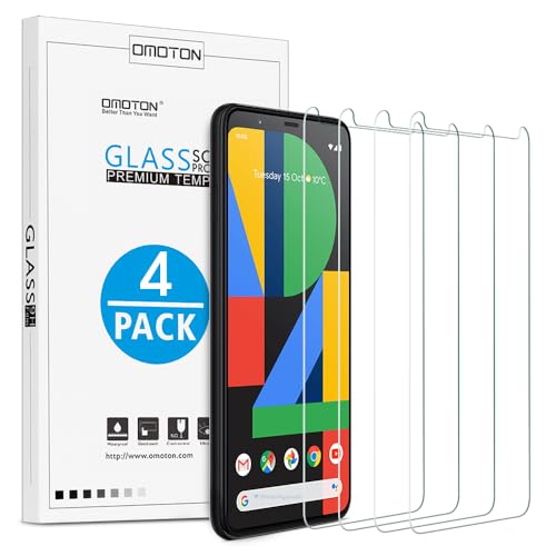 [4 Pack] OMOTON Google Pixel 4 XL Screen Protector, Tempered Glass Screen Protector for Google Pixel 4XL 2019 Released with/Alignment Frame/Scratch Resistant/Bubble Free