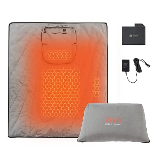 Zonli Z-Walk Heated Blanket Battery Operated, Cordless Portable Electric Blankets with 3 Heating Levels, Rechargeable 7.4V 10000mAh Battery, Wearable Cloak with Zipper for Outdoor Sports and Camping