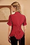Victorian Granny Blouses Paired With Jeans for Women Over 50: Your Complete Style Guide 9 Red Peplum Blouse for Women Vintage Short Sleeve Top Dressy Button Down Shirt Work Shirt Red L