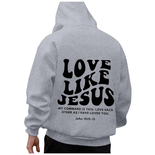 Jesus Hoodie Christian Hoodies for Men Faith God Letter Graphic Printed Comfy Casual Long Sleeve Hooded Sweatshirts