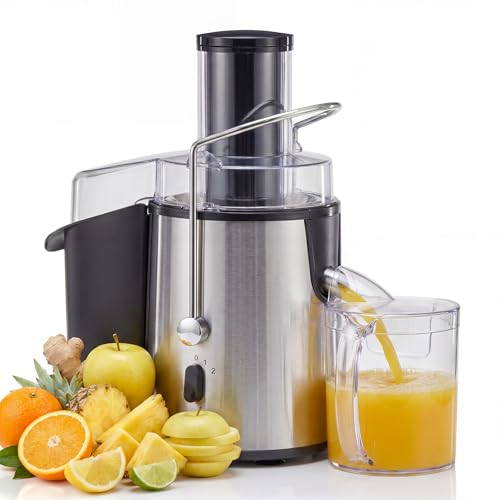 Image of OLIXIS Centrifugal Juicer Machine, 700W Whole Fruit and Vegetable Extractor with 3-Inch Feed Chute, Dual-Speed Quick Juice Maker, BPA-Free Easy Clean Stainless Steel Base, Silver
