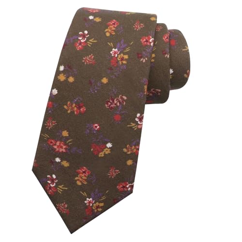 Image of Mantieqingway Men Skinny Tie Cotton Floral Necktie for Wedding Groomsmen Tie