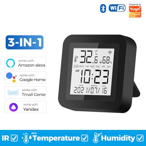 Controle Remoto Universal 3 EM 1 Wifi &Bluetooth Smart IR, Sensor de Temperatura e Umidade, Display