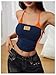 SOLY HUX Women's Halter Crop Tops Y2K Color Block Embroidered Cami Top Summer Sleeveless Slim Fitted Top Dark Blue S