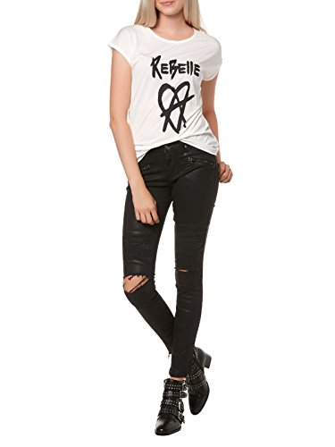 Tigha Sacha Ripped Jeans Skinny, Nero (Black
