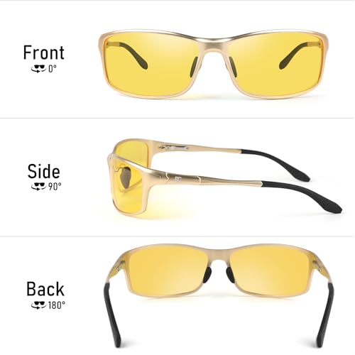 BIRCEN Men Sunglasses Polarized UV-Protection: Wrap Around Black Sport Shades for Mens Driving Fishing Golf2