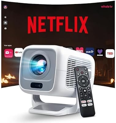 [Compatibile con Netflix & Android 13] Proiettore Smart Nativo 1080P FHD con Supporto 4K, Messa a Fuoco e Correzione Automatica, 800 ANSI Lumen, Certificato Google CTS, iOS/HDMI/USB | LYNCAST