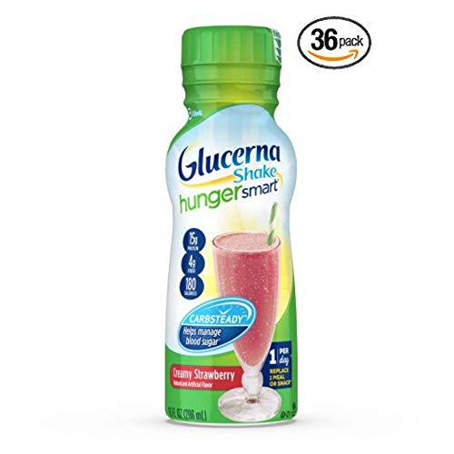 Glucerna Hunger Smart, Diabetes Nutritional Shake, to Help Manage Blood Sugar, Creamy Strawberry, 10 fl oz - Pack of 36