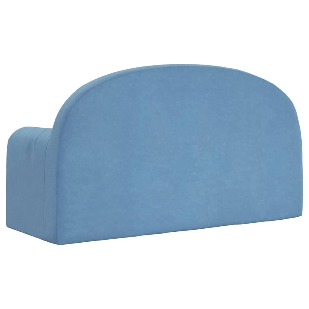 vidaXL Canapé-lit pour Enfants 2 Places, Lit de Jour avec Dossier et Accoudoirs, Lit d'Invité pour Tout-Petits Chambre Salon, Bleu Peluche Douce