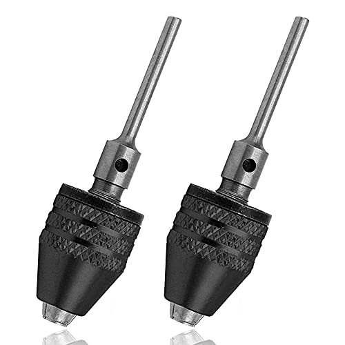 Mesee 2 Stück Keyless Mini Bohrfutter Adapter, 0,3-3,4mm Schnellspann Bohrfutter, Bohreradapter, Mini-3-Backen-Bohrfutter, Schraubendreher-Adapter für Elektroschleifer