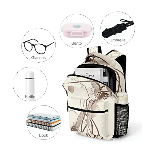 Personalized Abstract Violin Retro Music Waterproof Backpack Daypack for Women Men Gifts with Name4