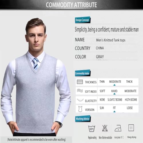 Mens Sleeveless Pullover Vest Casual Business Gilet V-Neck Knitwear Sweater3