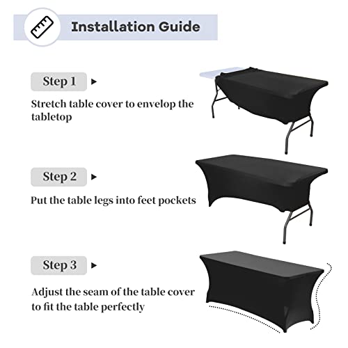 Ksk 6Ft Stretch Spandex Table Cover, Wrinkle Resistant Washable Fitted Table Cloths For Parties, Banquet, Wedding And Festival.(Black,6Ft) #TOP4