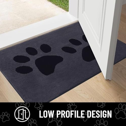 Arotive Indoor Door Mat, 24" x 36" Absorbent Dirt Resist Washable Front Back Door Mat, Non-Slip Low-Profile Dog Paws Entrance Doormat, Durable Inside Floor Mats for Entryway, Dark Grey and Black by Arotive - Image 6