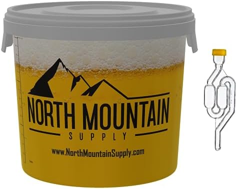 North Mountain Supply 4 Gallon Graduated Fermenting Bucket with Twin Bubble Airlock and Grommet