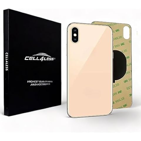 Cell4Less Back Glass Replacement Compatible w/The iPhone Xs Including Wide Camera Hole, Adhesive & Removal Tool No Logo (Gold) Cover