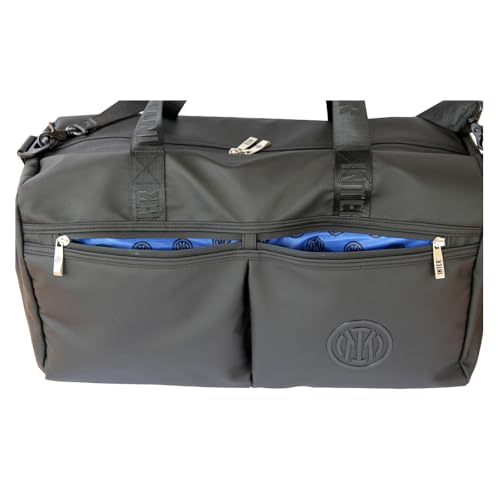 Official INTER F.C. Unisex Adults Black Zipper Duffle Bag, 5 cm x 29 cm x 25 cm2