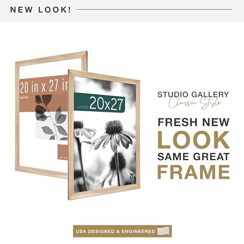 MCS Studio Gallery Classic 20x27 Poster Frame Natural Woodgrain, Vertical & Horizontal Wall Hanging Large Picture Frame for Photos, Posters & Art Prints (1-Pack)
