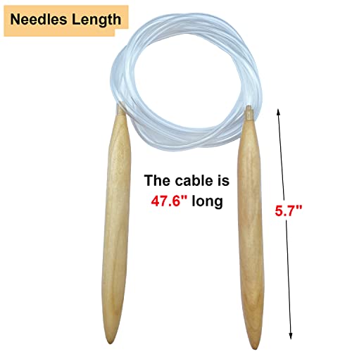 Mdoker Wooden Circular Knitting Needles 60-Inch Length Jumbo Cicular Knitting Needle For Giant Chunky Yarn Carpet Scarf Bulky Wool Roving Weaving,Us Size 19(15Mm) #TOP1