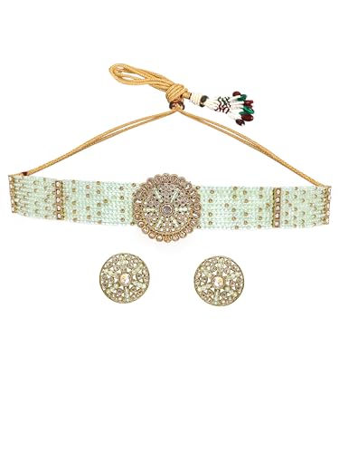 Image of Rubans Choker Necklace Set Kundan Traditional Stylish Jewellery Gift for Women & Girls