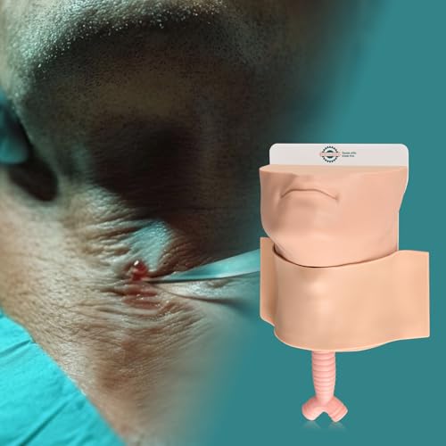 Image of Cricothyrotomy Task Trainer, Cricothyrotomy Simulator | Tracheostomy Trainer, Surgical Airway Trainer, Light Skin