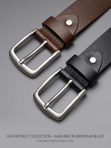 Image of LUQHAD Men's Genuine Leather Belt, Formal & Casual Wear, Rust-Proof Alloy Buckle