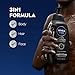 NIVEA Men Active Clean Body Wash with Natural Charcoal for Normal to Oily Skin, 3-in-1 Charcoal Body Wash, Face and Hair, Draws Out Dirt and Impurities, 30 Fl Oz Bottle