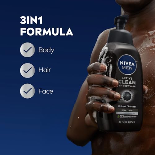 NIVEA MEN Active Clean Body Wash with Natural Charcoal for Men, Normal to Oily Skin, 30 Fl Oz Bottle  
NIVEA MEN Active