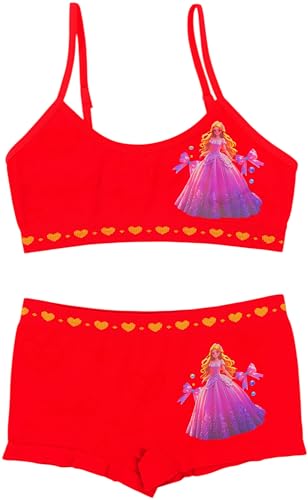 Image of ToBeInStyle Girl Pack of 6 Set Spaghetti Strap Training Bras & Boyshorts Bikinis