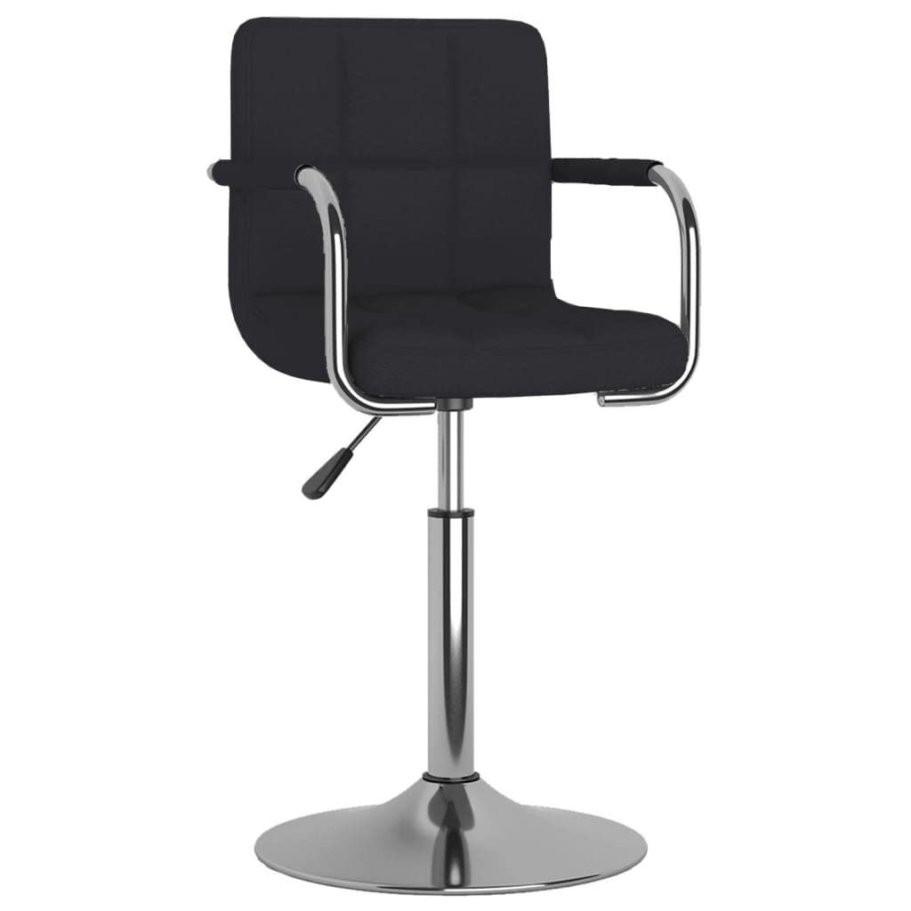 Taburete de bar de tela negra, moderno taburete regulable en altura con reposabrazos, giratorio 360 grados, silla de bar con resorte de gas para cocina y bistró, 48 x 47 x (71-85,5) cm