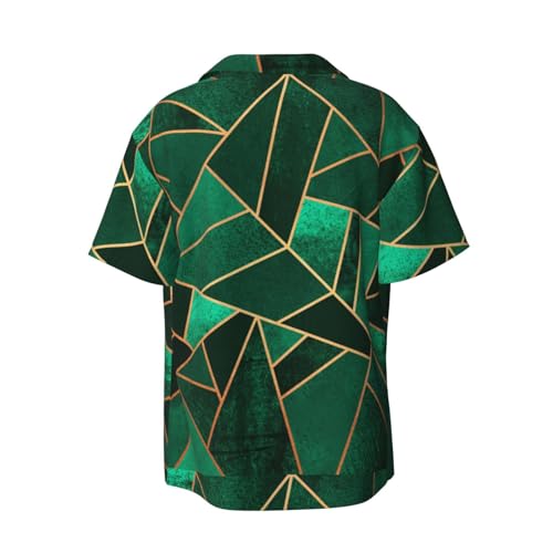 black and gold geometric Print Men's Pocket Hawaiian Shirts â€“ Short Sleeve Casual Beachwear for Summer S-4XL2