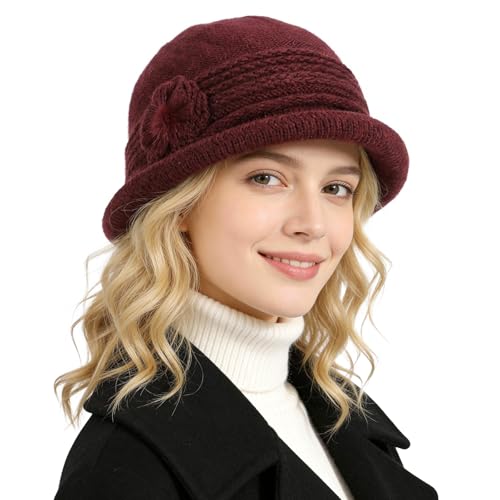 Bonnet hiver chaud femme protégeant du vent avec bord pliable doux